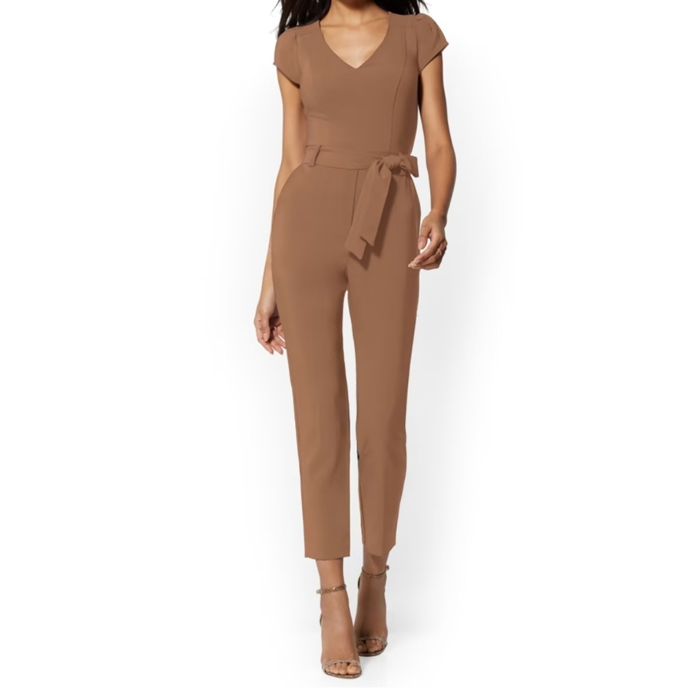 NY&CO Madie Cap-Sleeve Jumpsuit - 7th Avenue Size Medium